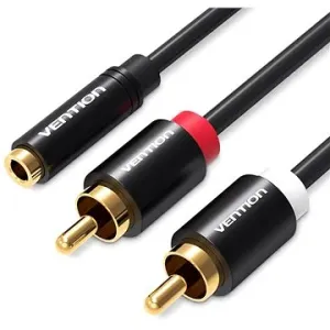 Vention 3.5mm Jack Female to 2x RCA Male Audio Cable 1m Black Metal Type