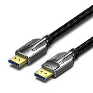 Vention Cotton Braided DP (DisplayPort) 2.0 10K Ultra Cable 1.5m Black Zinc Alloy Type