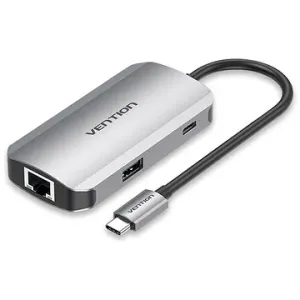 Vention 5-in-1 Type-C to 3x USB3.0 / RJ-45 / PD Hub 0.15M Gray Aluminum Alloy Type