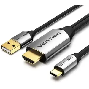 Vention Type-C (USB-C) To HDMI Cable with USB Power Supply 2m Black Metal Type
