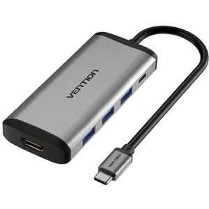 Vention 5-in-1 USB-C to HDMI + 3x USB3.0 + PD Converter 0.15M Gray Metal Type