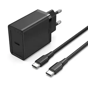 Vention 1-port 25W USB-C Wall Charger with USB-C Cable Black