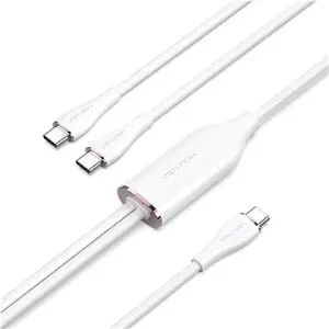 Vention USB 2.0 Type-C Male to 2 Type-C Male 5A Cable 1.5M White Silicone Type