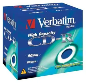 Verbatim CD-R, 43428, High Capacity, 10-pack, 800MB, 40x, 90min., 12cm, bez možnosti potisku, jewel box, pro archivaci dat