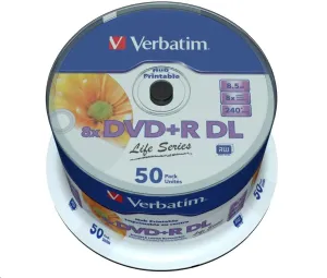 VERBATIM DVD+R DL 8,5GB, 8x, printable, inverse stack, spindle 50 ks