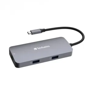 VERBATIM Hub USB-C Pro Multiport 5 Port, 2x USB 3.2, 1x USB-C, HDMI, RJ45, šedá #5982834