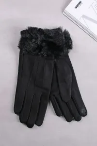 Černé rukavice s kožešinou Laney