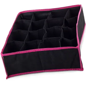 Verk Látkový organizér s 16 přihrádkami na prádlo/ponožky - černo - růžová