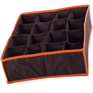 Verk Látkový organizér s 16 přihrádkami na prádlo/ponožky - hnědo - oranžová