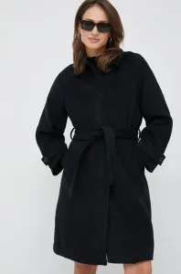 Kabát s příměsí vlny Vero Moda černá barva, přechodný