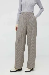 Kalhoty Vero Moda dámské, hnědá barva, široké, high waist