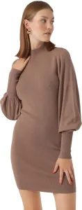 Vero Moda Dámské šaty VMHOLLYKARISPUFF Slim Fit 10290665 Brown Lentil M