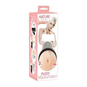 Nature Skin Pussy Masturbator - extra hluboký masturbátor, realistická vagína v pouzdře (tělová barva-černá)