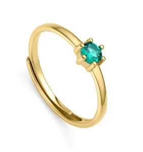 Viceroy Půvabný pozlacený prsten se zeleným zirkonem Clasica 9115A01 55 mm #5673709