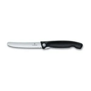 Victorinox skládací svačinový nůž Swiss Classic, černý, vlnkované ostří 11cm