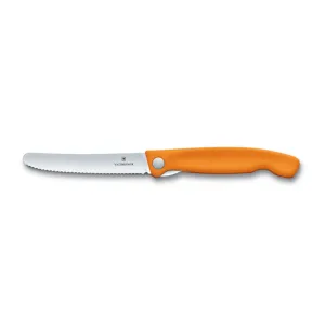 Victorinox skládací svačinový nůž Swiss Classic, oranžový, vlnkované ostří 11cm