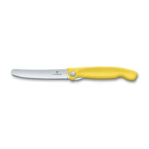 Victorinox skládací svačinový nůž Swiss Classic, žlutý, vlnkované ostří 11cm