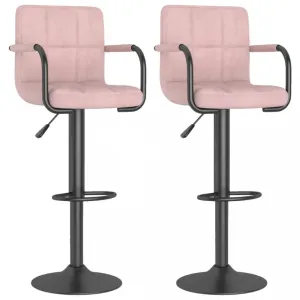 Barová židle 2 ks samet / kov Dekorhome Růžová #1246271
