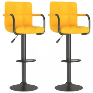 Barová židle 2 ks samet / kov Dekorhome Žlutá #1246270
