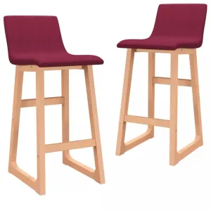 Barové židle 2 ks látka / buk Dekorhome Vínová #1240616