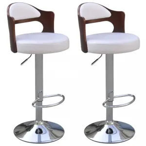 Barové židle 2 ks umělá kůže / dřevo / kov Dekorhome Bílá #1240570