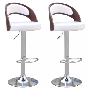 Barové židle 2 ks umělá kůže / dřevo / kov Dekorhome Bílá #1240572