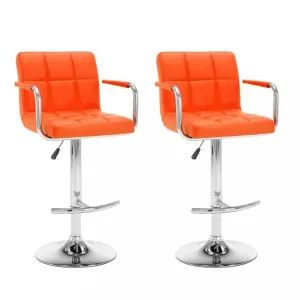 Barové židle 2 ks umělá kůže / kov Dekorhome Oranžová #1241482