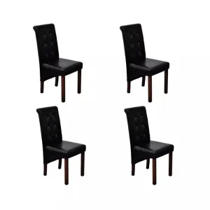 Jídelní židle 4 ks umělá kůže / dřevo Dekorhome Černá #1240681