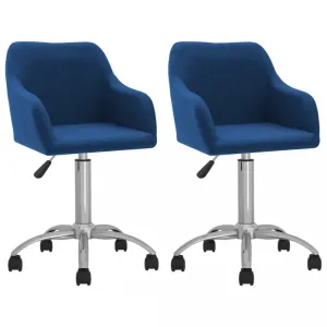 Jídelní židle otočná 2 ks látka Dekorhome Modrá #1246633