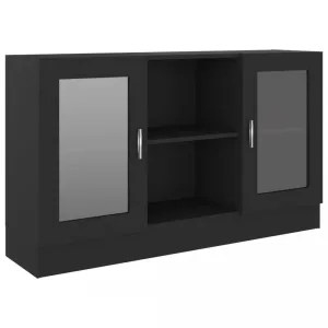 Shumee Prosklená skříň - černá, 120 × 30,5 × 70 cm, dřevotříska