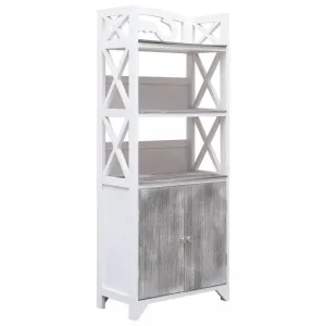 Koupelnová skříňka bílo-šedá 46 × 24 × 116 cm dřevo pavlovnie