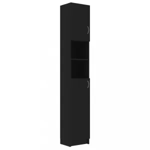 Koupelnová skříňka černá 32 × 25,5 × 190 cm dřevotříska