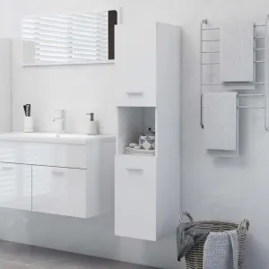 Koupelnová skříňka bílá vysoký lesk 30x30x130 cm dřevotříska 805003