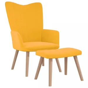 Relaxační křeslo se stoličkou hořčicově žluté samet, 327673