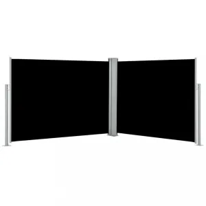 Oboustranná zatahovací boční markýza 170×600 cm černá 48466