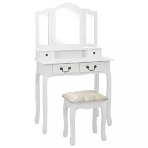 Toaletní stolek s taburetem Dekorhome Bílá #1245654
