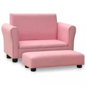 Dětská sedačka s podnožkou umělá kůže Dekorhome Světle růžová