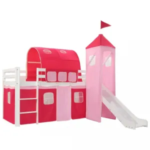 SHUMEE patrová dětská postel se skluzavkou a žebříkem 208 × 230 cm, borovice, 282710