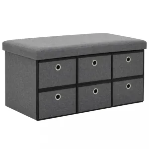 Skládací úložná lavice umělý len 76 × 38 × 38 cm tmavě šedá