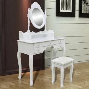 Toaletní stolek s taburetem bílá Dekorhome #1245219