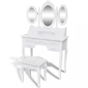Toaletní stolek s taburetem bílá Dekorhome #1245224