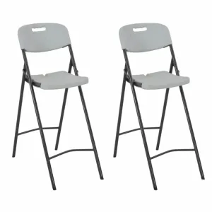Skládací barové židle 2 ks HDPE a ocel bílé 44561