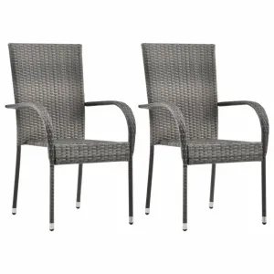 Stohovatelné zahradní židle 2 ks šedé polyratan 46464