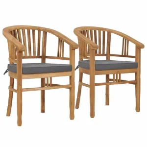 Zahradní židle s poduškami 2 ks  teakové dřevo Dekorhome Šedá