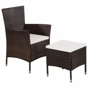 Zahradní židle a stolička s poduškami polyratan hnědé 44090