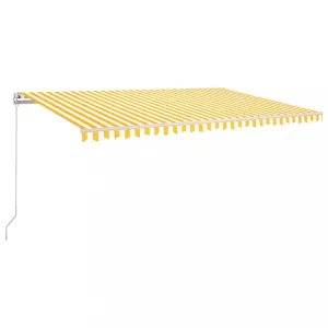 Ručně zatahovací markýza s LED světlem 500x300 cm Dekorhome Bílá / žlutá
