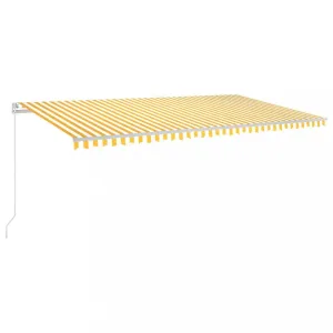 Ručně zatahovací markýza s LED světlem 600x300 cm Dekorhome Bílá / žlutá #1242805