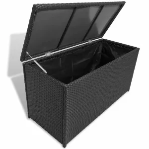 Zahradní úložný box černý 120 x 50 x 60 cm polyratan