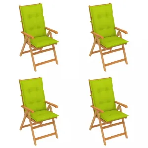 Skládací zahradní židle 4 ks s poduškami Dekorhome Světle zelená