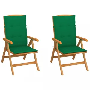 Zahradní židle 2 ks teak / látka Dekorhome Tmavě zelená #1248408